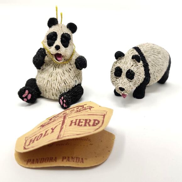 Holy Herd Noahs Ark Panda Figurine Pair Pounder & Pandora Pete Apsit Figures - Picture 1 of 16